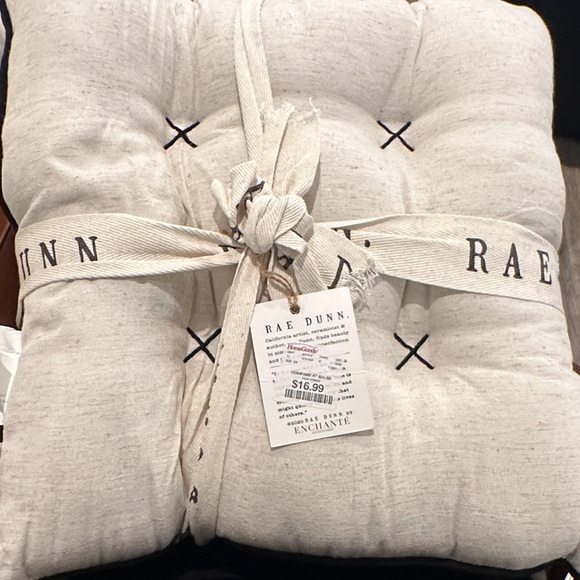 NWT Rae Dunn Cream Chair Cushions with LOVE Patch set of 4 - Picture 2 of 4